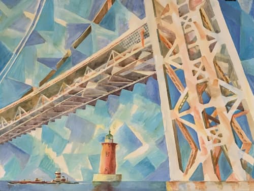 “Red Lighthouse | Watercolor Painting in Paintings by Dmitry Mosaics. Item composed of synthetic