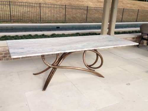 Bronze and Granite Poolside Table | Tables by Medwedeff Forge and Design