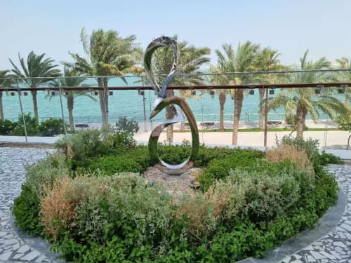 Singing, Waiting, Floating | Public Sculptures by Wenqin CHEN | Katara Towers in Lusail. Item composed of steel in minimalism or contemporary style