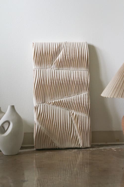 Pleated Wall Sculpture | Wall Hangings by andagain. Item composed of canvas compatible with minimalism and contemporary style