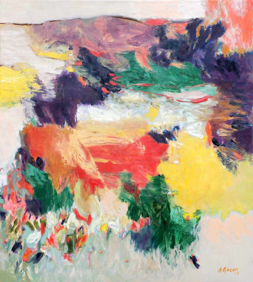 Coral Hills | Oil And Acrylic Painting in Paintings by Simona Gocan. Item composed of canvas & synthetic