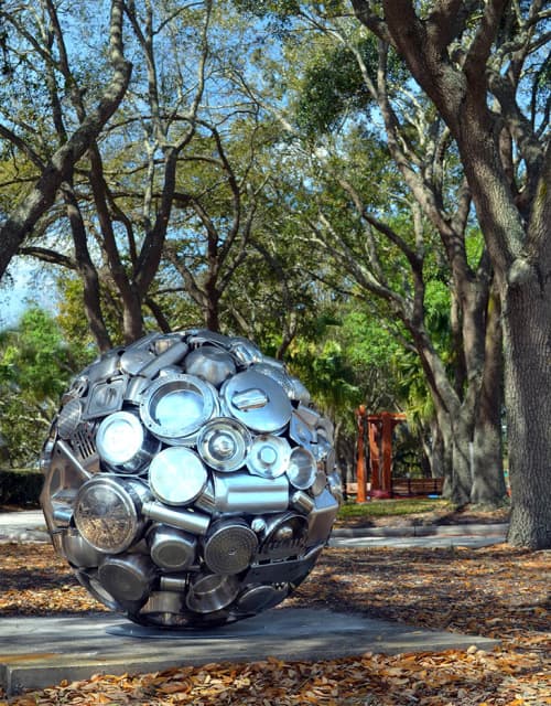 Plenum Orb | Public Sculptures by Donald Gialanella. Item made of steel
