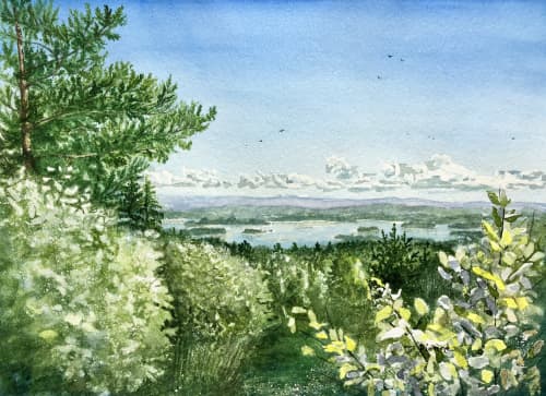 Vue du sentier | Oil And Acrylic Painting in Paintings by Maurice Dionne FINEART. Item composed of synthetic
