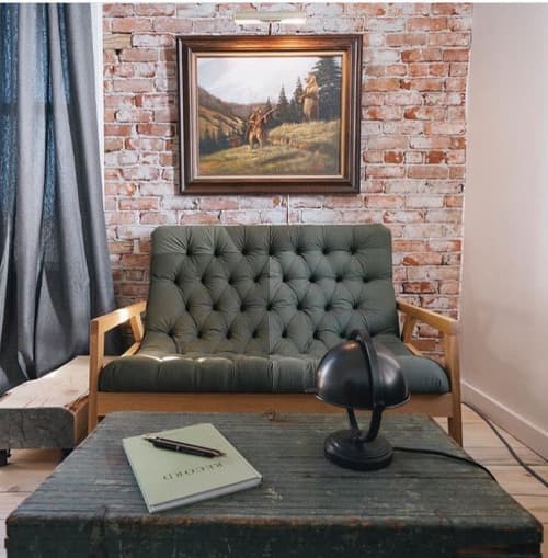 Upholstered Regina Loveseat | Chairs by Revive Designs and Upholstery | The Jennings Hotel in Joseph