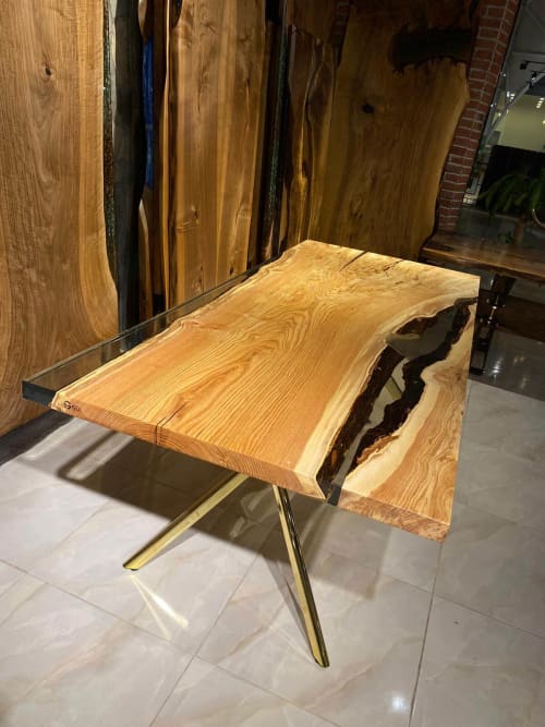 Clear Epoxy Wood Table | Coffee Table in Tables by Gül Natural Furniture. Item made of wood works with japandi & eclectic & maximalism style