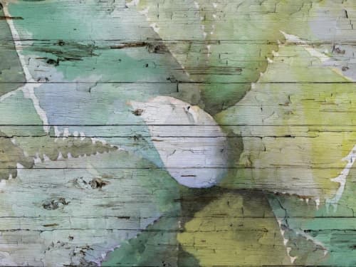 Green spike succulent flower | Oil And Acrylic Painting in Paintings by Irena Orlov. Item composed of canvas & synthetic
