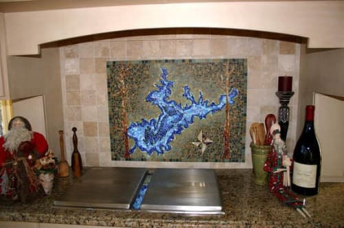 Lake Lanier Backsplash | Mosaic in Art & Wall Decor by Gila Mosaics Studio. Item composed of stone