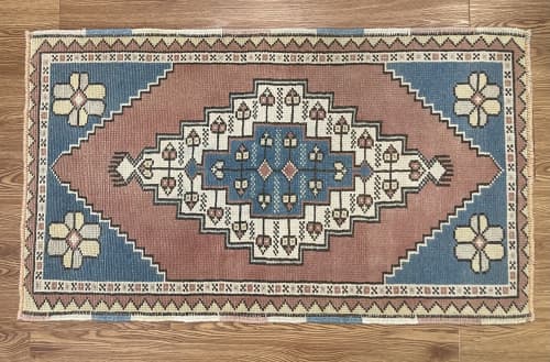 Hand-woven Turkish Rug Doormat| 2.1 x 3.8 | Small Rug in Rugs by Wool and Rug. Item composed of wool compatible with boho and contemporary style
