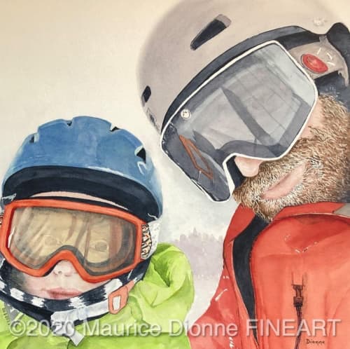 Lift Selfie | Watercolor Painting in Paintings by Maurice Dionne FINEART. Item made of paper