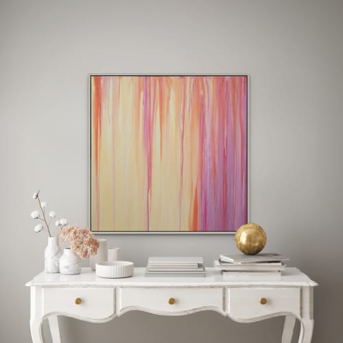 24x24 | Sunrise • Sunset Series | Oil on Canvas | Oil And Acrylic Painting in Paintings by Studio M.E.. Item composed of canvas compatible with contemporary and coastal style