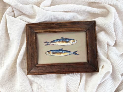 Sardine Art Print for Fisherman Core Aesthetic | Prints in Paintings by Melissa Mary Jenkins Art. Item composed of paper compatible with country & farmhouse and coastal style