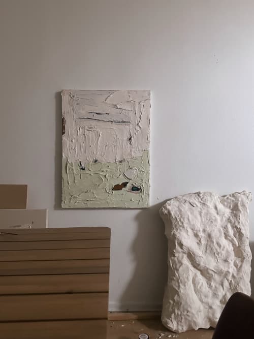 Homeward Bound | Original Textural Painting 30x40 in | Mixed Media by Allison Rohland. Item composed of wood and canvas in minimalism or contemporary style