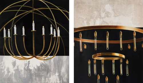 As Above So Below, Chandelier paintings | Oil And Acrylic Painting in Paintings by Sandra Mack-Valencia | The Church of St. Paul the Apostle in New York. Item composed of wood