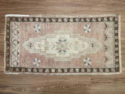 Vintage Turkish rug doormat |  1.9 x 3.3 | Small Rug in Rugs by Vintage Loomz. Item composed of wool in boho or eclectic & maximalism style