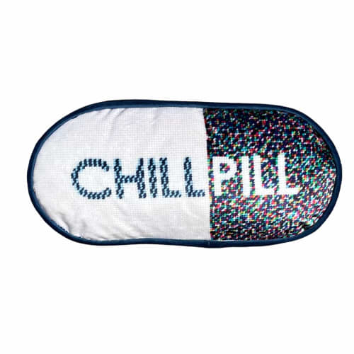 velvet CHILL PILL sculpted pillow, original, custom | Pillows by Mommani Threads. Item composed of fabric in contemporary or eclectic & maximalism style