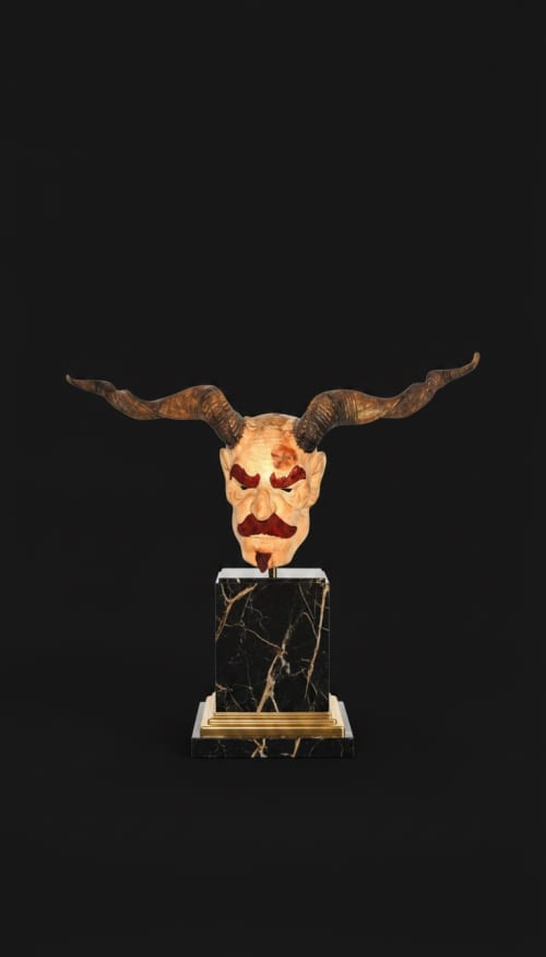 Hand-Carved Mythological Character Study | Decorative Objects by Holzkunst Samuel Meisinger. Item made of wood works with art deco style