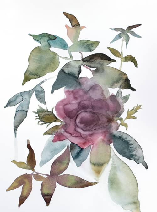 Rose Study No. 79 : Original Watercolor Painting | Paintings by Elizabeth Becker. Item composed of paper compatible with boho and minimalism style