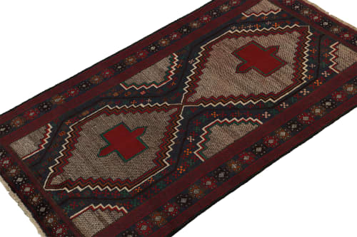 Rug & Kilim's Baluch Tribal Rug in Navy Blue with Medallions | Area Rug in Rugs by Rug and Kilim
