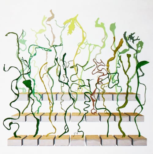 "Propagating Rivers" | Oil And Acrylic Painting in Paintings by Lynn Benson. Item made of canvas works with contemporary & coastal style