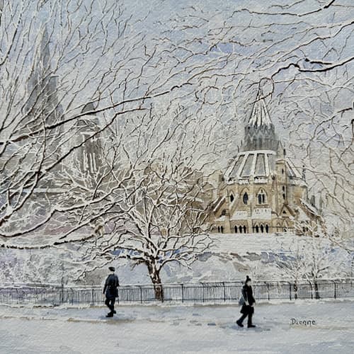 Library in  Winter | Paintings by Maurice Dionne FINEART