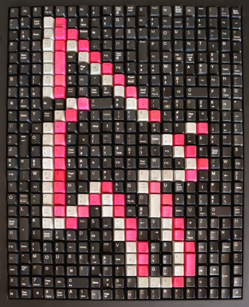"GLITCH" GRAY/PINK | Mixed Media in Paintings by Erik Jensen Art