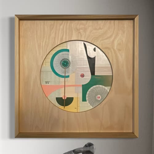 Modern abstract collage with dynamic motion | Paintings by Matt Summers Studio. Item composed of birch wood and paper in mid century modern or contemporary style