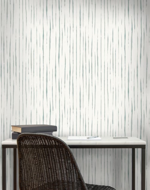 Inky Stripe Wallpaper in Seaglass | Wall Treatments by Eso Studio Wallpaper & Textiles. Item made of paper works with boho & minimalism style