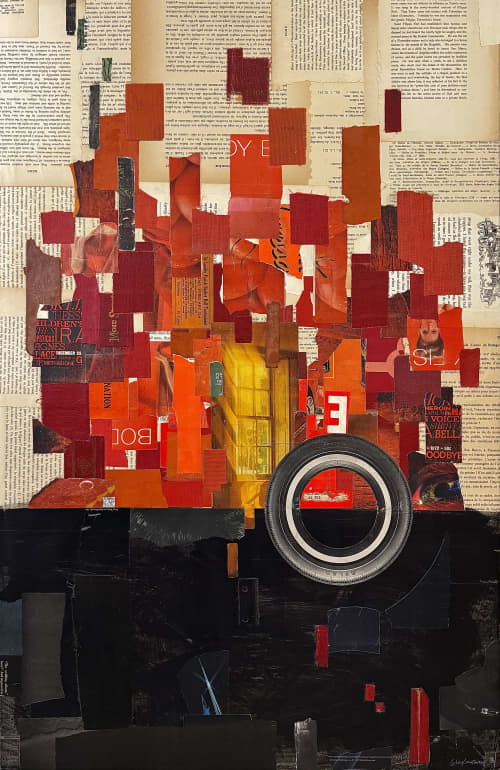 Color Field I Red | Collage in Paintings by Glen Gauthier