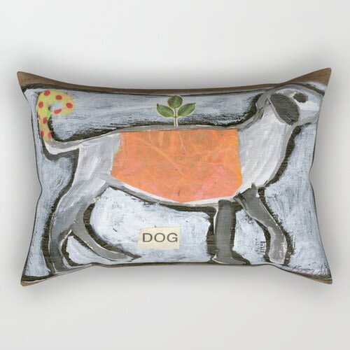 Rectangular Pillow Orange Dog | Pillows by Pam (Pamela) Smilow. Item made of cotton