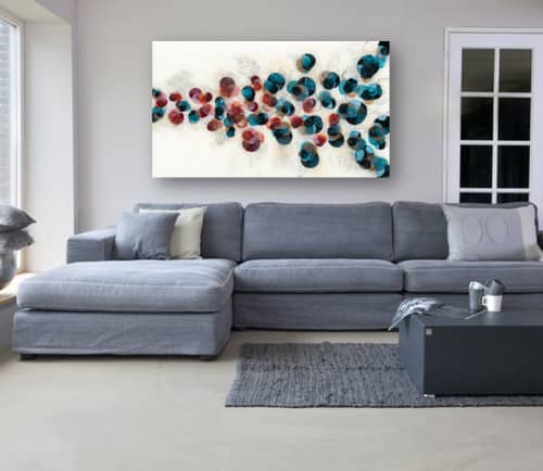 'DAHLIAS II' - Luxury Epoxy Resin Abstract Artwork | Mixed Media by Christina Twomey Art + Design. Item made of synthetic