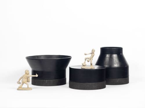 Congiunzioni - aperto | Decorative Box in Decorative Objects by gumdesign. Item made of stone & leather compatible with modern style