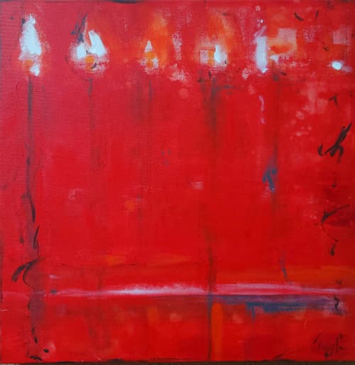 Red Abstract Journey | Oil And Acrylic Painting in Paintings by Twyla Gettert. Item made of synthetic
