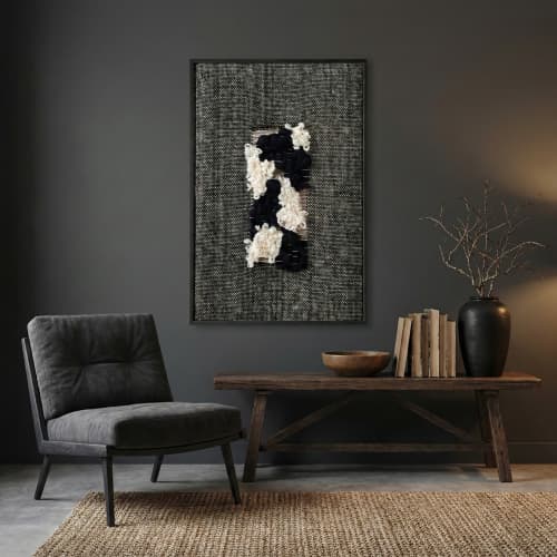 Velmono - Black Woven Wall Hanging | Tapestry in Wall Hangings by Lale Studio & Shop. Item composed of oak wood and wool in contemporary or japandi style