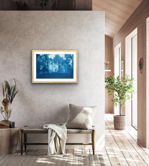 Sunrise Ridge (16 x 24 inch hand-printed cyanotype) | Photography by Christine So. Item composed of cotton and paper in boho or country & farmhouse style