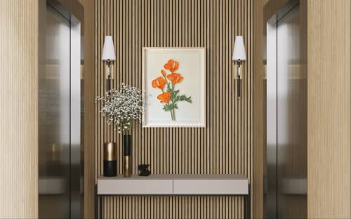 California Poppies on-edge paper art | Wall Sculpture in Wall Hangings by JUDiTH+ROLFE. Item made of paper works with boho & contemporary style