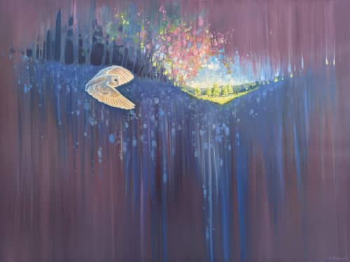 The Owls Haven | Oil And Acrylic Painting in Paintings by Gill B. Item made of canvas compatible with contemporary and country & farmhouse style