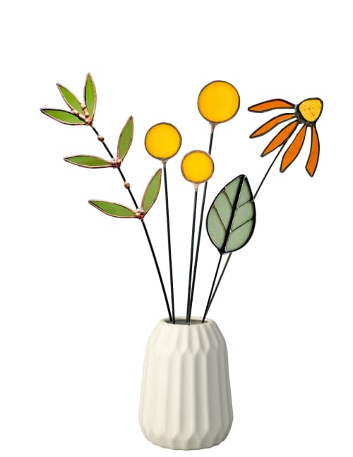 Stained Glass Bespoke Floral Bouquet | Floral Arrangements by Samara Designs Studio. Item made of glass works with contemporary & country & farmhouse style
