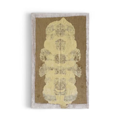 Rorschach Saffron B | Mixed Media by Kim Fonder. Item made of fabric with synthetic