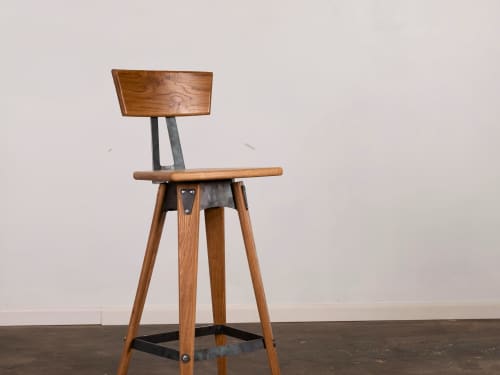 Aspen Bar Stool | Chairs by TY Fine Furniture. Item made of oak wood compatible with minimalism and mid century modern style