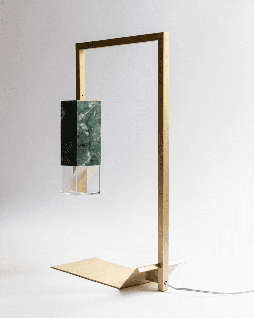 Lamp/Two GREEN, Colour Ed. Limited Edition | Table Lamp in Lamps by Formaminima. Item composed of brass and marble in contemporary style