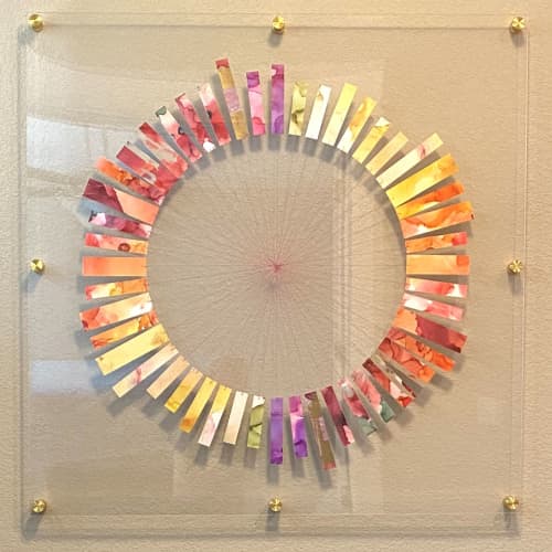 Custom Interactive Gratitude Mandala | Oil And Acrylic Painting in Paintings by Julie Pelaez Studios. Item composed of glass and paper