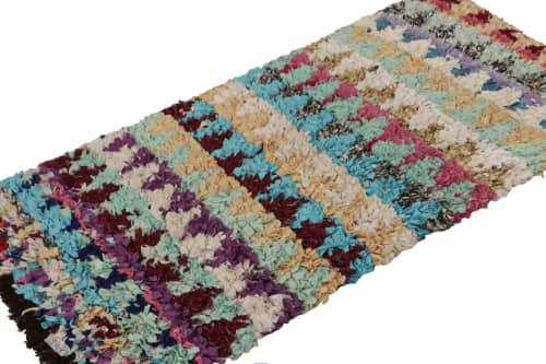 Vintage Azilal Moroccan Boucherouite Rug, with Chevron | Area Rug in Rugs by Rug and Kilim