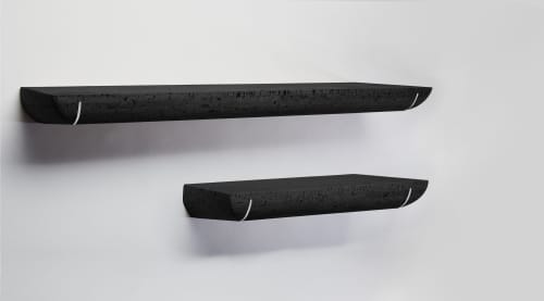 Mortaise Cork wall shelf - Charcoal edition | Shelving in Storage by Clémence Birot. Item composed of wood and steel in minimalism or contemporary style