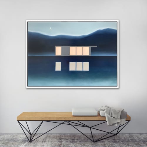 "Night" I Modern Landscape I Framed Giclée Print | Prints in Paintings by ART + ALCHEMY By Nicolette Atelier. Item composed of wood and canvas in minimalism or country & farmhouse style
