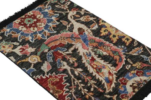 Rug & Kilim’s Persian Kerman Rug in Black with Vibrant | Area Rug in Rugs by Rug and Kilim