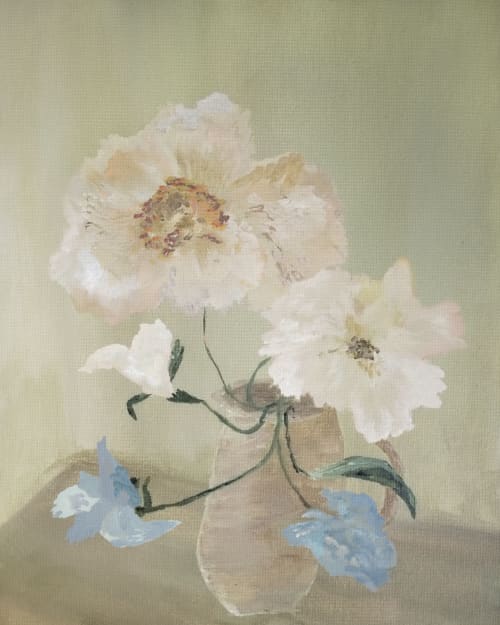 Icelandic Poppies | Oil And Acrylic Painting in Paintings by Emily Tingey. Item made of canvas works with minimalism & country & farmhouse style