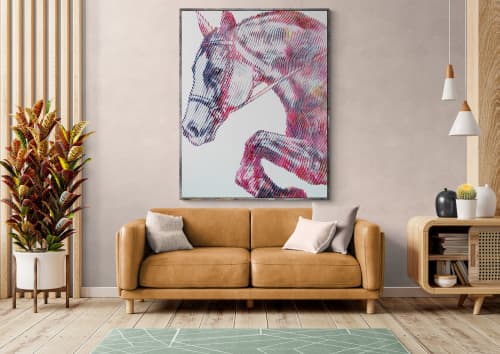 Horse my love forever | Wall Sculpture in Wall Hangings by Virginie SCHROEDER. Item composed of canvas compatible with art deco style