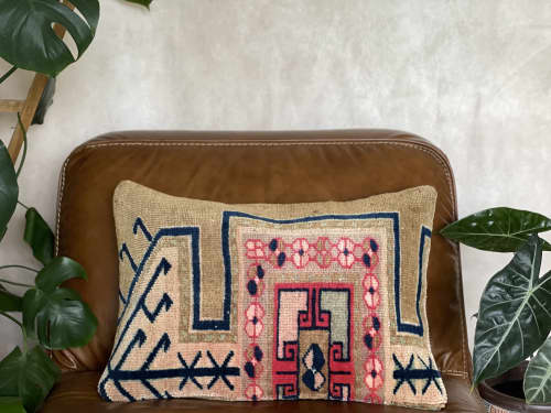 Vintage Turkish Rug Lumbar Pillow | 16x24 | Pillows by Vintage Loomz. Item made of cotton works with boho & country & farmhouse style