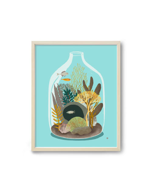 Fishies 1 - Mid Century Botanicals | Prints by Birdsong Prints. Item composed of paper in mid century modern or coastal style