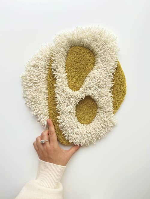 Nova Yellow, textile fibre art | Tapestry in Wall Hangings by Kristina Kazantseva. Item composed of fabric compatible with scandinavian style